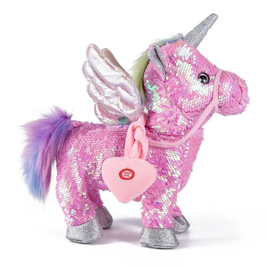 35cm Sequin Electronic Pet Walking and Singing Unicorn Toys for Toddlers  Lovely Plush Doll Kid Birthday Gift